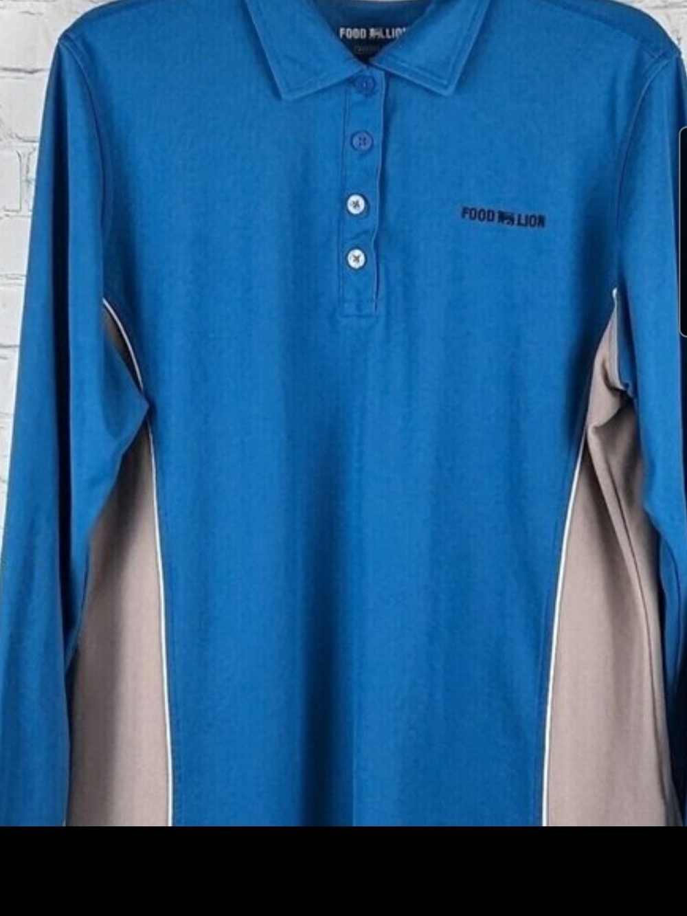 Food Lion Women's Blue Long-Sleeve Polo Shirt